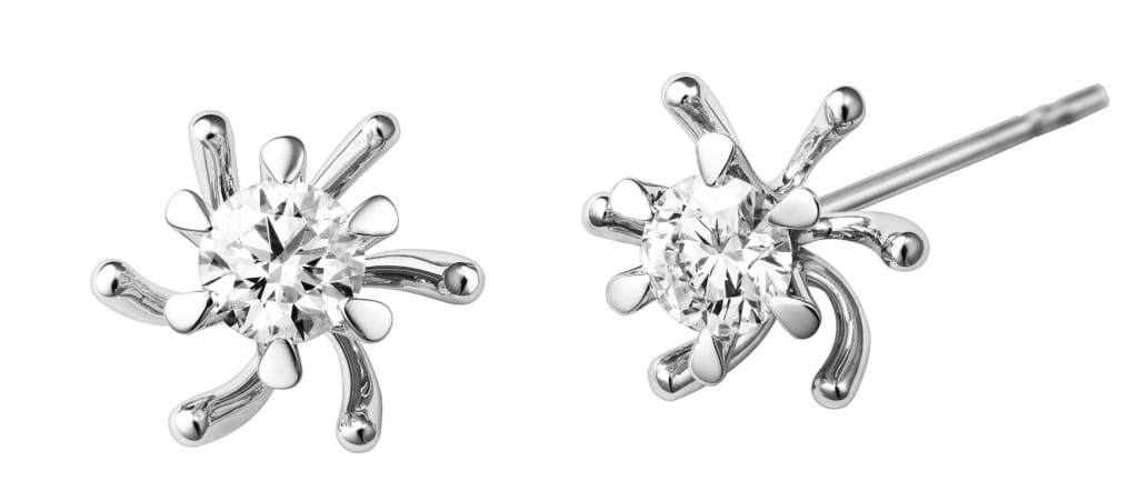 Tara earrings in white gold with solitaire diamonds, Selberan