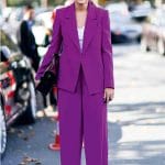 Paris Fashion Week showgoer demonstrates purple reign