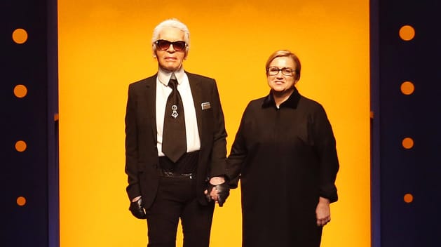 Karl Lagerfeld and Silvia Fendi at Fendi's Autumn/Winter 2016 show | Source: Indigital 