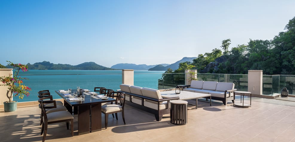 Penthouse suite overlooking the emerald waters of the Andaman Sea
