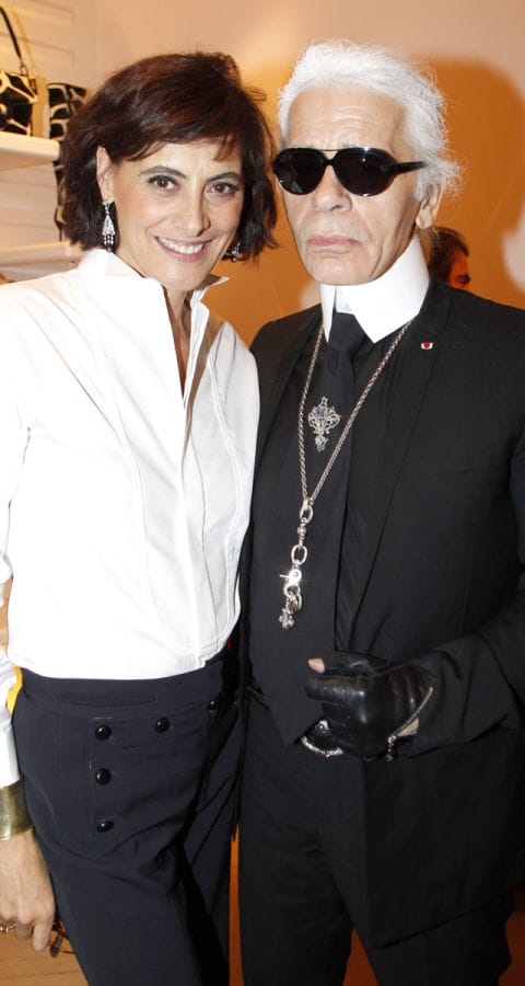Karl Lagerfeld and Ines de la Fressange attending the Chanel