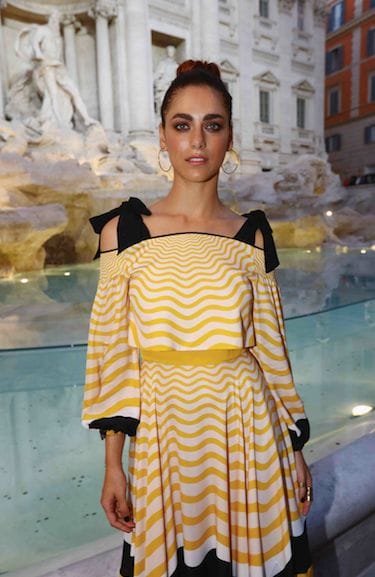 Miriam Leone attends the Fendi Roma 90 Years Anniversary fashion show at Fontana di Trevi on July 7, 2016 in Rome, Italy.