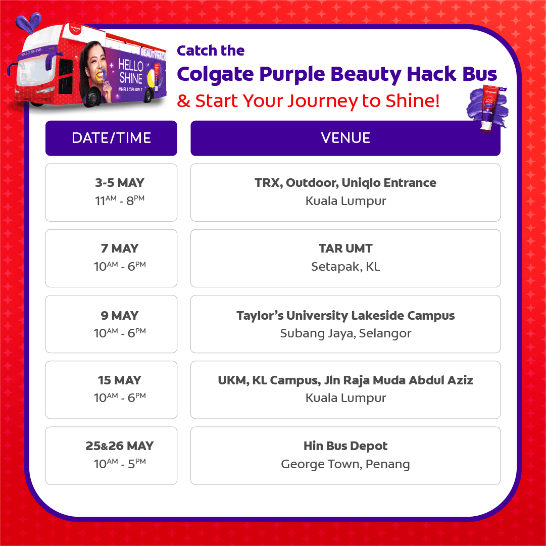 Colgate Purple Beauty Hack Bus