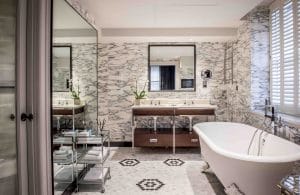Awashed in natural light, The Bloomsbury’s suites also feature marble floors and free-standing tub 