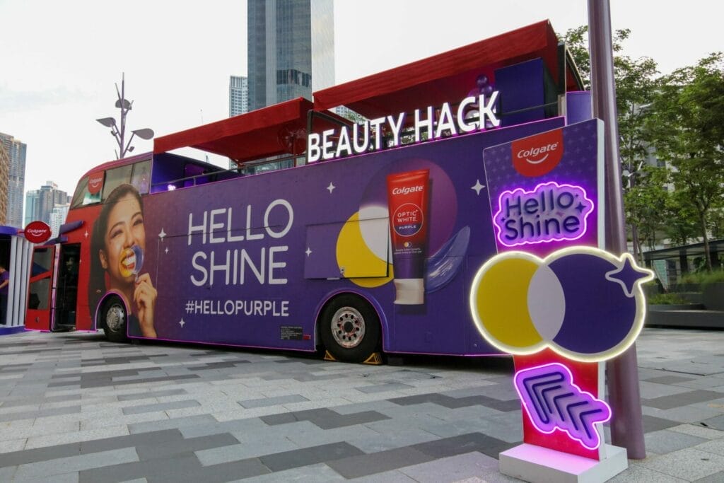 Colgate Purple Beauty Hack Bus