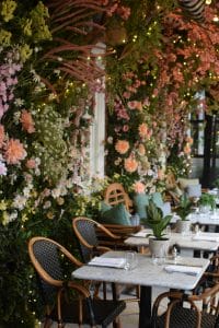 Flower climbing walls at Dalloway Terrace