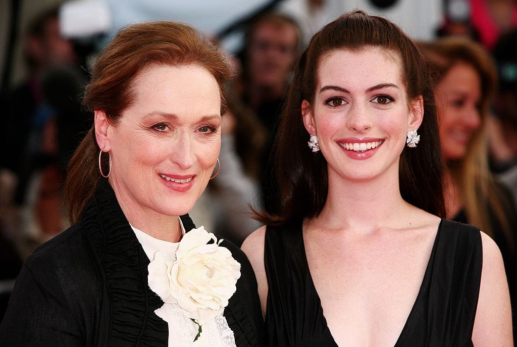 Actresses Meryl Streep (L) and Anne Hathaway 