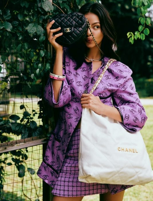 Chanel 22 tweed handbag