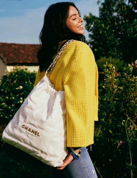 yellow tweed chanel bag