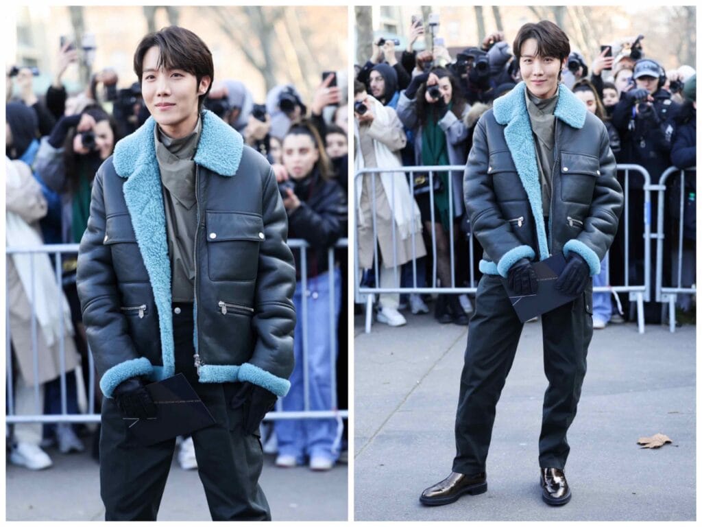 J-Hope attends the Hermes Menswear Fall-Winter 2023-2024 show as part of Paris Fashion Week on January 21, 2023 in Paris, France. 