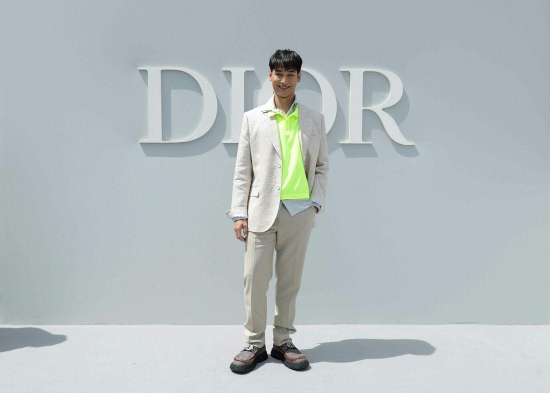 Cha Eun-woo poses before the Dior ready-to-wear Spring/Summer 2023