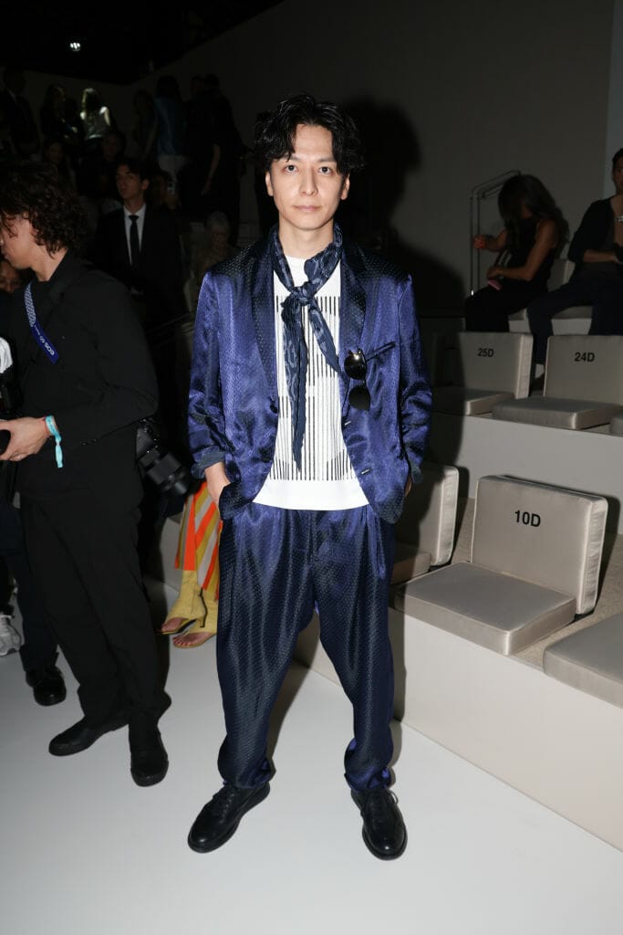 Tōma Ikuta is seen on the front row at the Giorgio Armani Spring/Summer 2024 fashion show during the Milan Fashion Week menswear spring/summer 2024 on June 19, 2023 in Milan, Italy. 