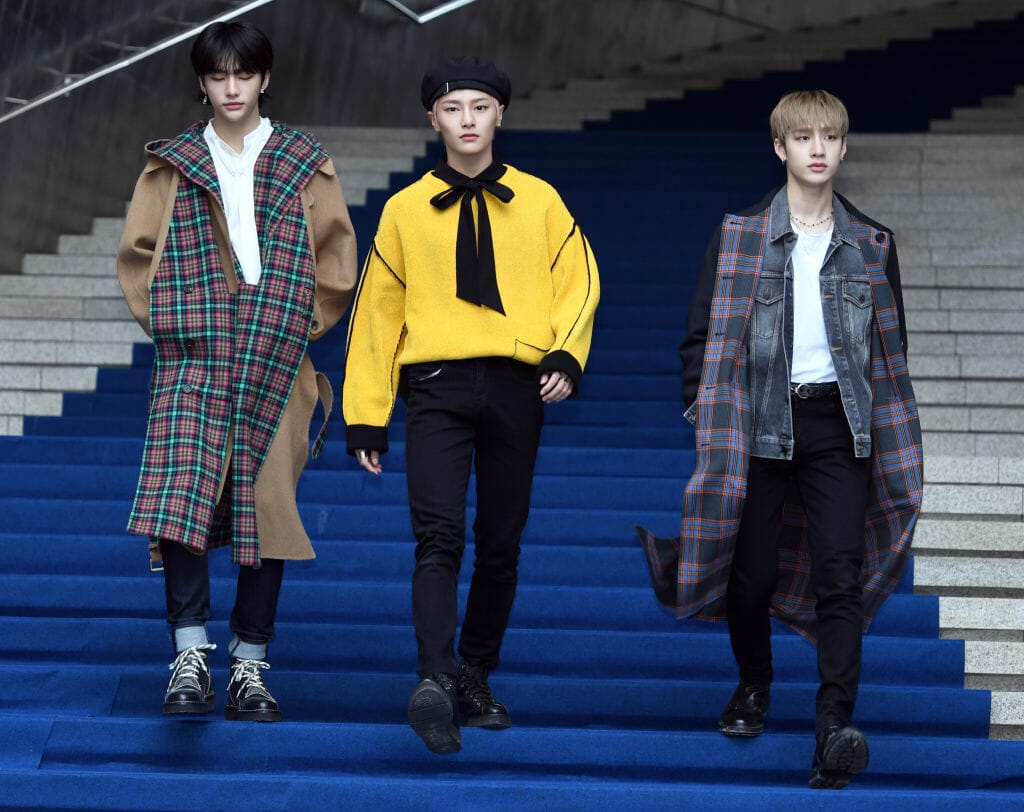 Stray Kids show cases designs by Songzio during the Seoul Fashion Week 2020 at Dongdaemun Design Plaza (Photo by The Chosunilbo JNS/Imazins via Getty Images).