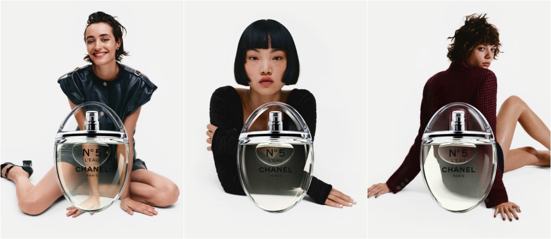Campaign images for the Limited Edition N°5 L’Eau Drop from Chanel