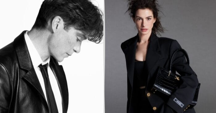 anne hathaway and cillian murphy stars in versace icons