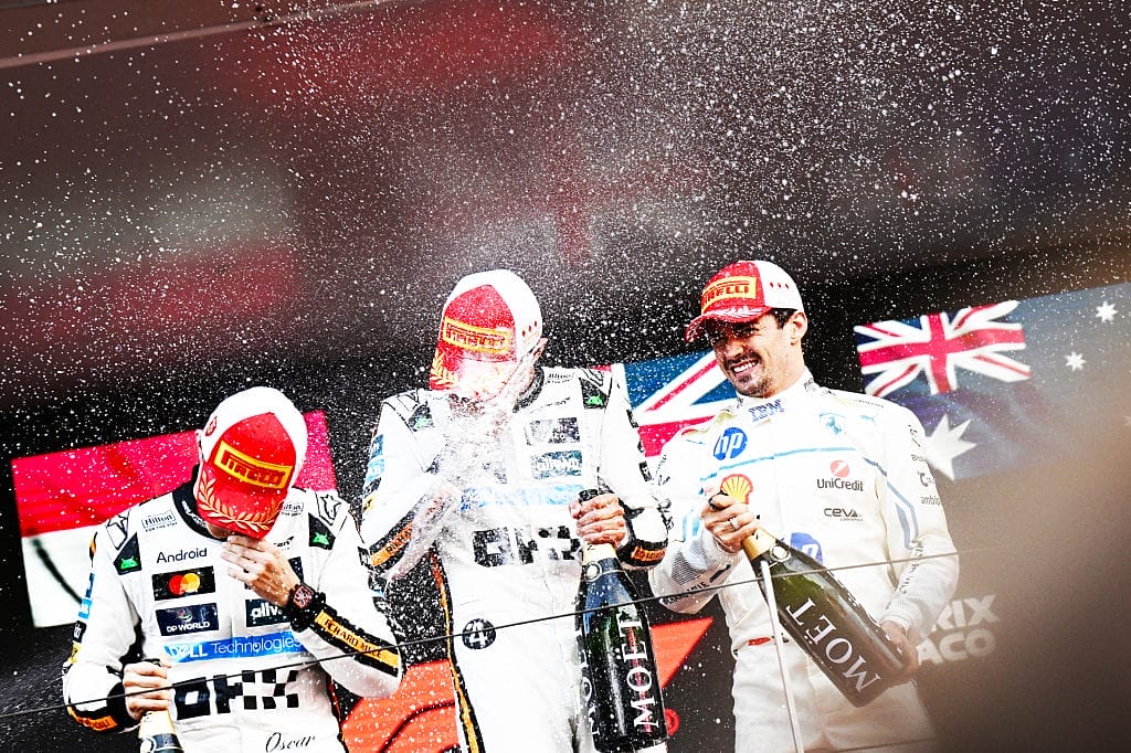 Charles Leclerc, Lando Norris, and Oscar Piastri