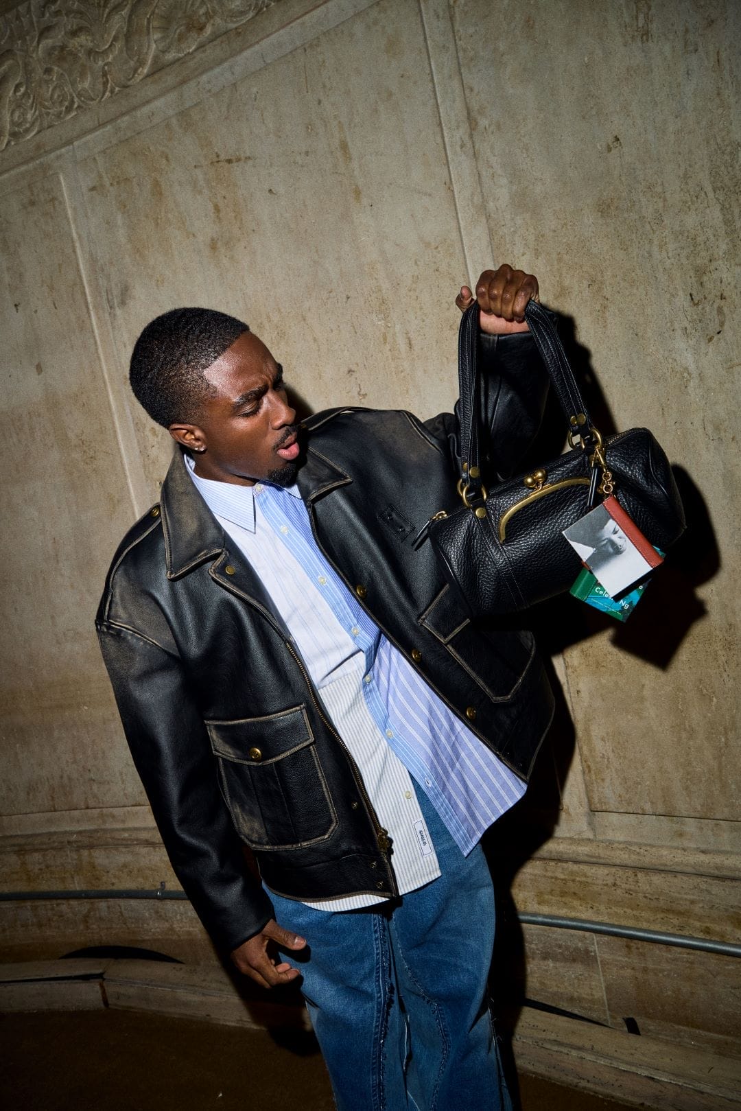 Caleb McLaughlin at Coach's Fall Winter 2026 fashion show in New York