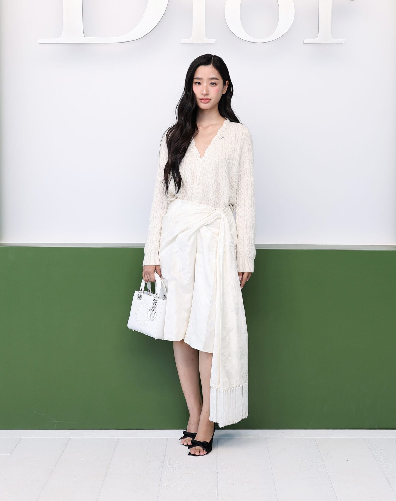 Tontawan in all white at dior aw26 fashion show for paris fashion week